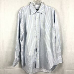Robert Talbott Shirt Mens 16 34 Blue Ivory Striped Cotton Button Up Dress
